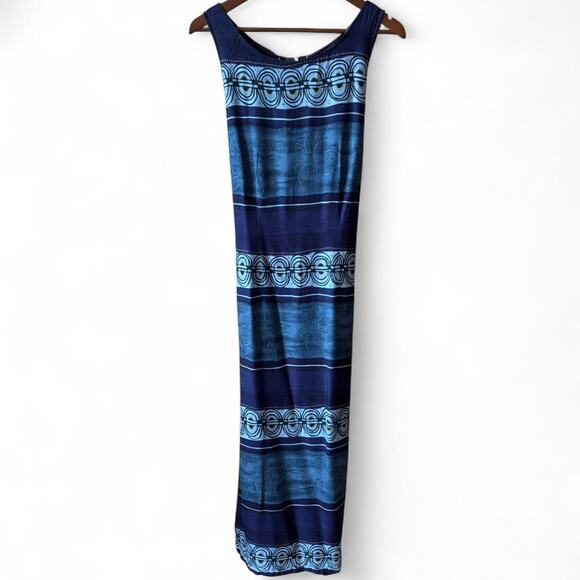 90s vintage boho blue striped maxi dress - Picture 2 of 8